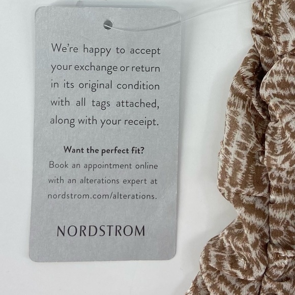 Lush Ruched Faux Wrap Mini Dress in Chocolate Abstract Print Size Medium NWT - Picture 9 of 12